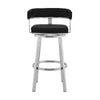 Swivel Barstool with Open Curved Back and Metal Legs Black and Silver By Casagear Home BM271173