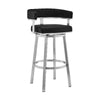 Swivel Barstool with Open Curved Back and Metal Legs, Black and Silver By Casagear Home