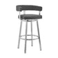 Swivel Barstool with Curved Open Back and Metal Frame, Gray and Silver By Casagear Home