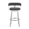 Swivel Barstool with Curved Open Back and Metal Frame Gray and Silver By Casagear Home BM271174