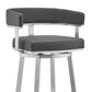 Swivel Barstool with Curved Open Back and Metal Frame Gray and Silver By Casagear Home BM271174