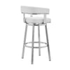 Swivel Barstool with Curved Open Back and Metal Legs White and Silver By Casagear Home BM271176