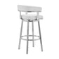 Swivel Barstool with Open Curved Back and Metal Legs White and Silver By Casagear Home BM271177