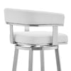 Swivel Barstool with Open Curved Back and Metal Legs White and Silver By Casagear Home BM271177