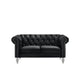 Ben Loveseat | 62" | Velvet | Crystal Tufted Back | Black & Silver