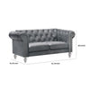 Ben 62 Inch Velvet Loveseat with Crystal Tufted Back Gray By Casagear Home BM271907