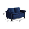 Judy 60 Inch Velvet Upholstered Loveseat with Nailhead Trim Blue By Casagear Home BM271911