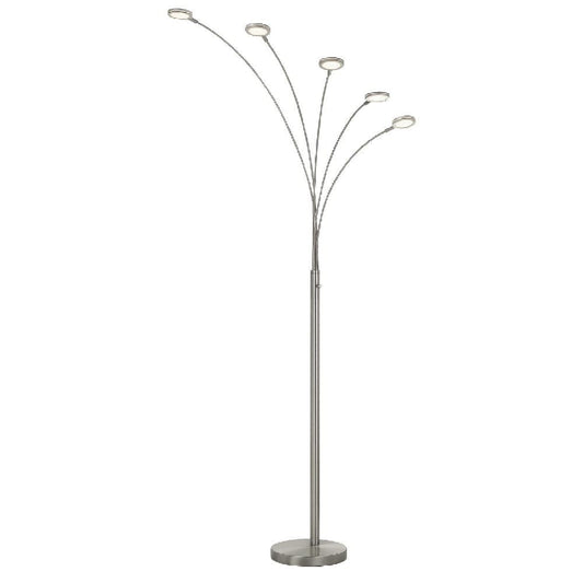 72 Inch Arched Floor Lamp with 5 Branched LED Lights, Silver By Casagear Home