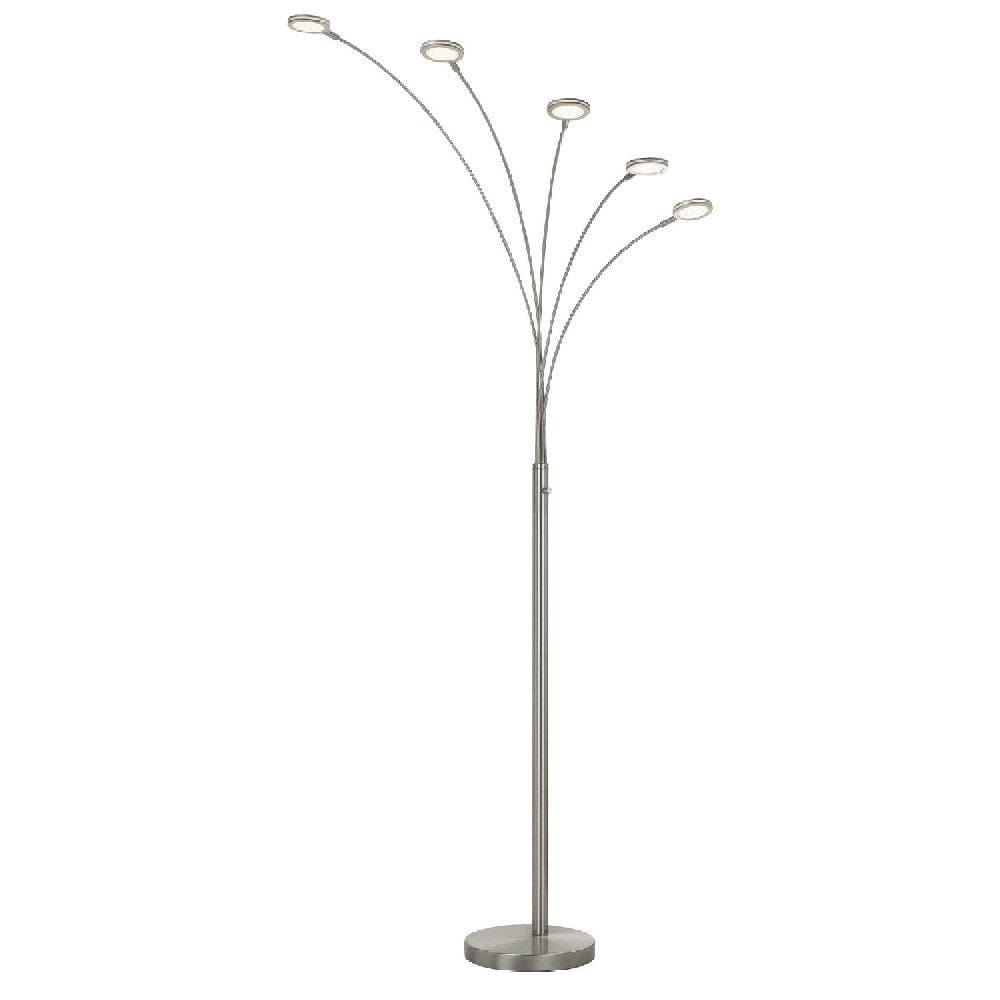 Nova Floor Lamp | 72" | Arched | 5 LED Branch Lights | Silver