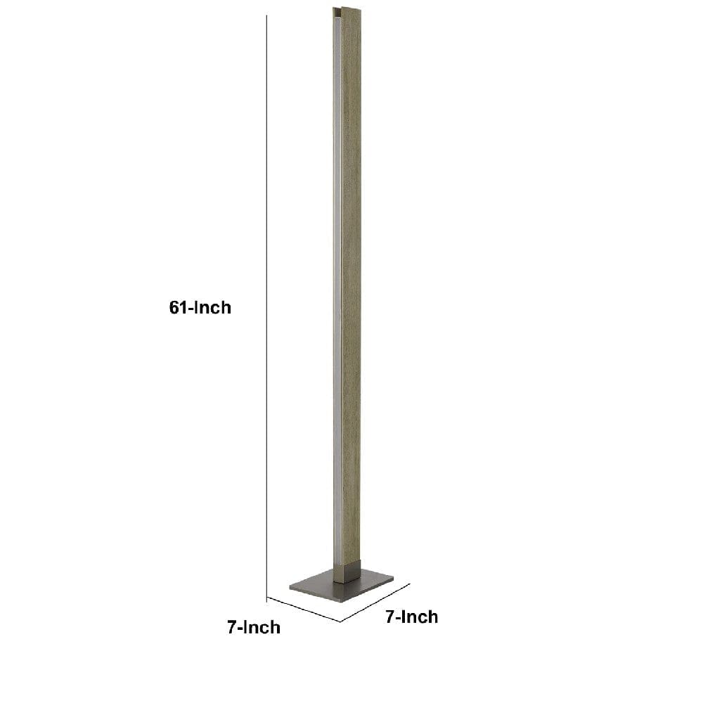 61 Inch Wood Floor Lamp Dimming LED Column Brown By Casagear Home BM271958