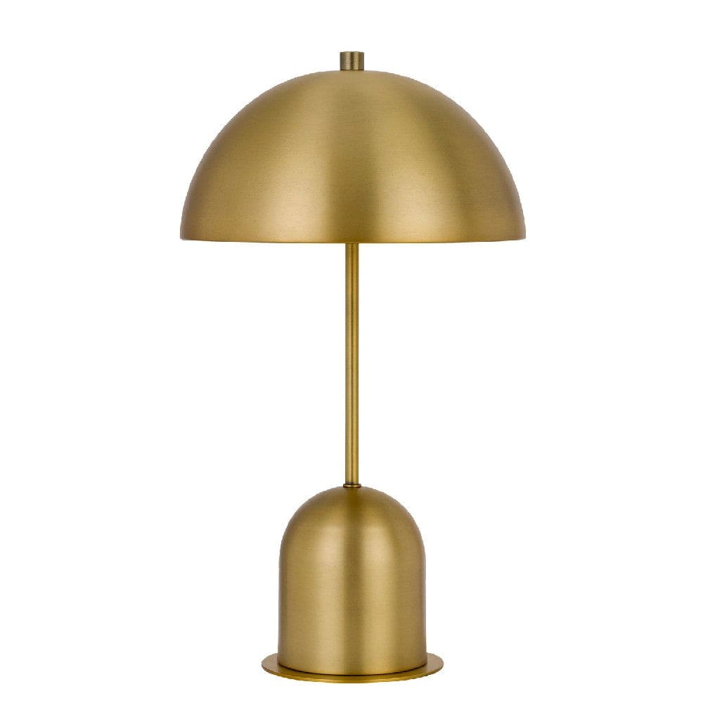 20 Inch Metal Accent Table Lamp with Dome Shade, Brass By Casagear Home