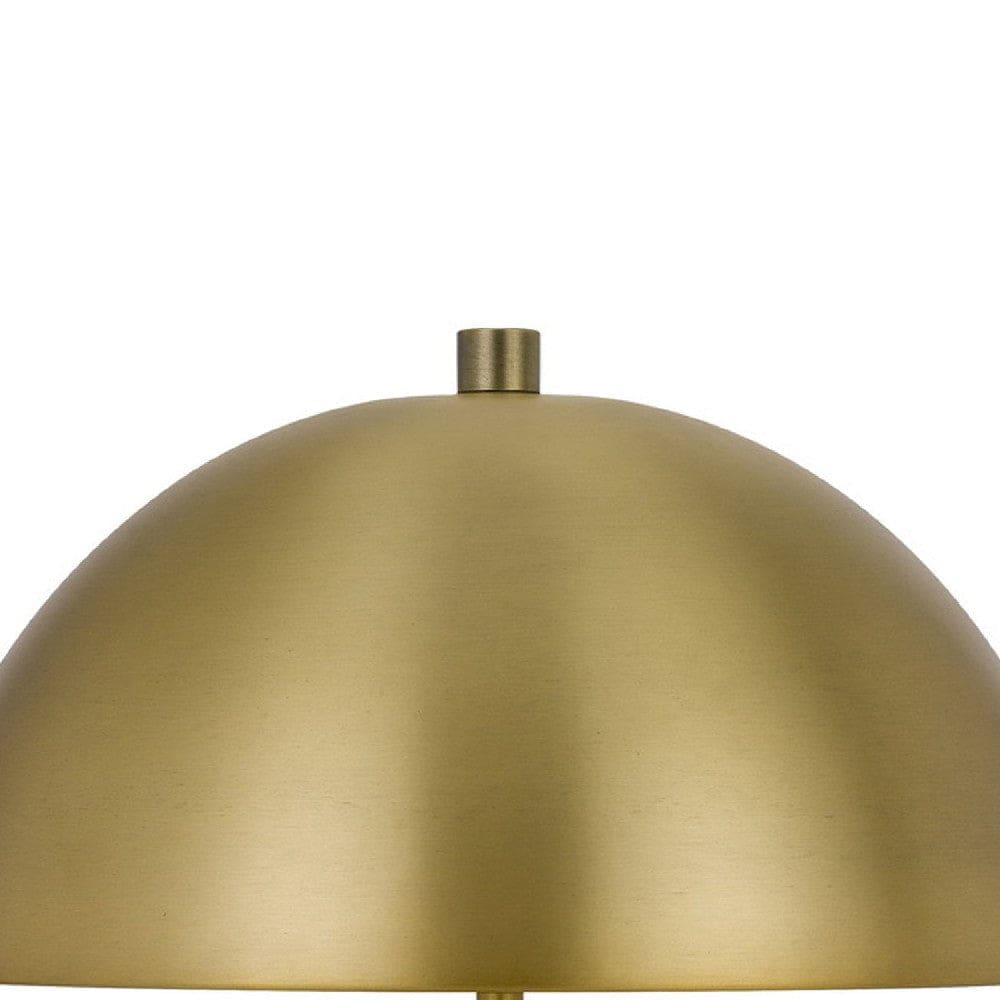 20 Inch Metal Accent Table Lamp with Dome Shade Brass By Casagear Home BM271961