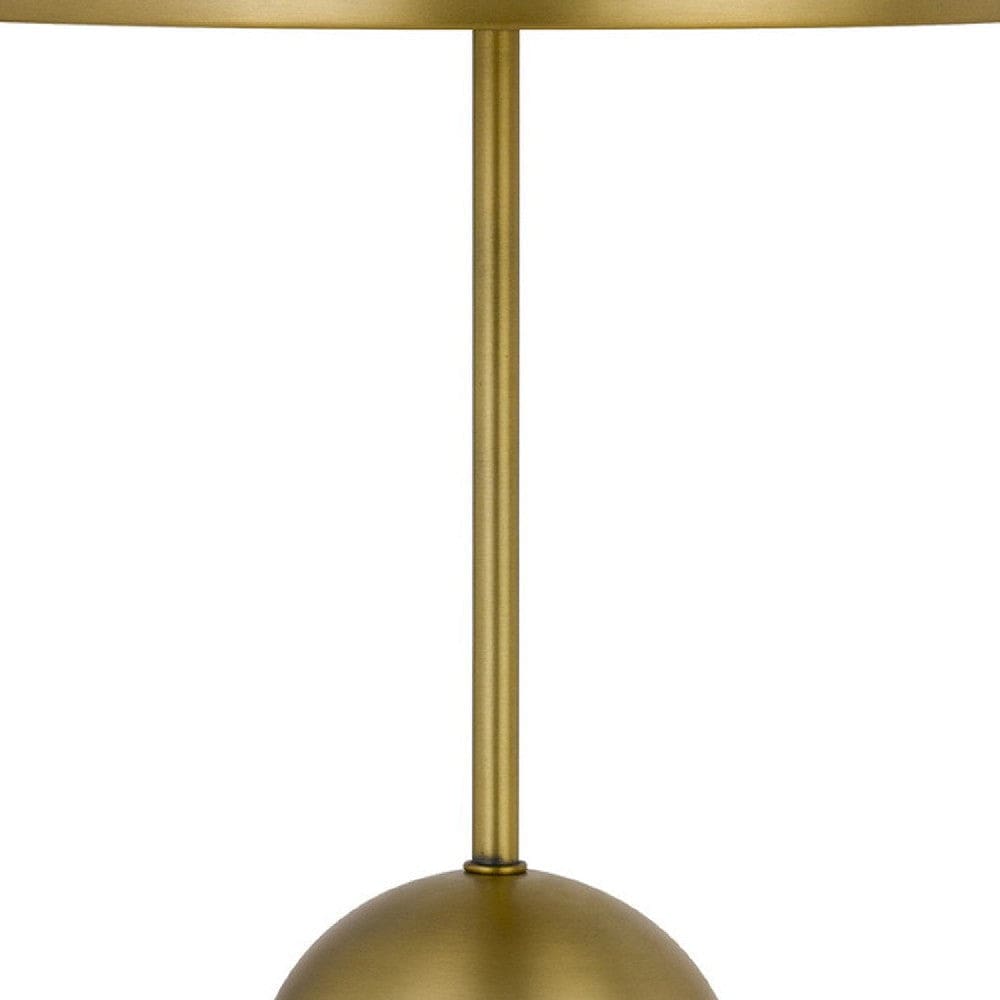 20 Inch Metal Accent Table Lamp with Dome Shade Brass By Casagear Home BM271961