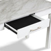 Jay 48 Inch Desk With Drawer and Faux Marble Top White By Casagear Home BM272065