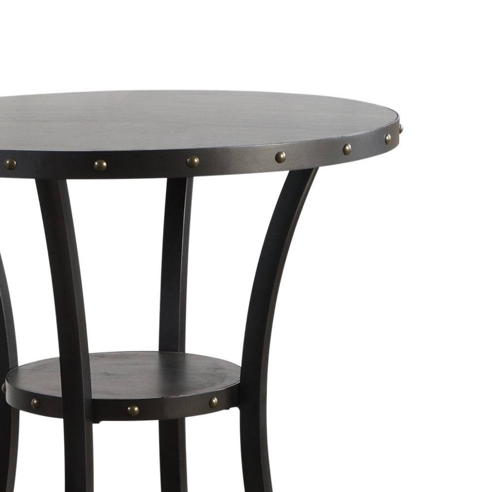 36 Inch Round Wood Bar Table with Flared Legs Black By Casagear Home BM272077