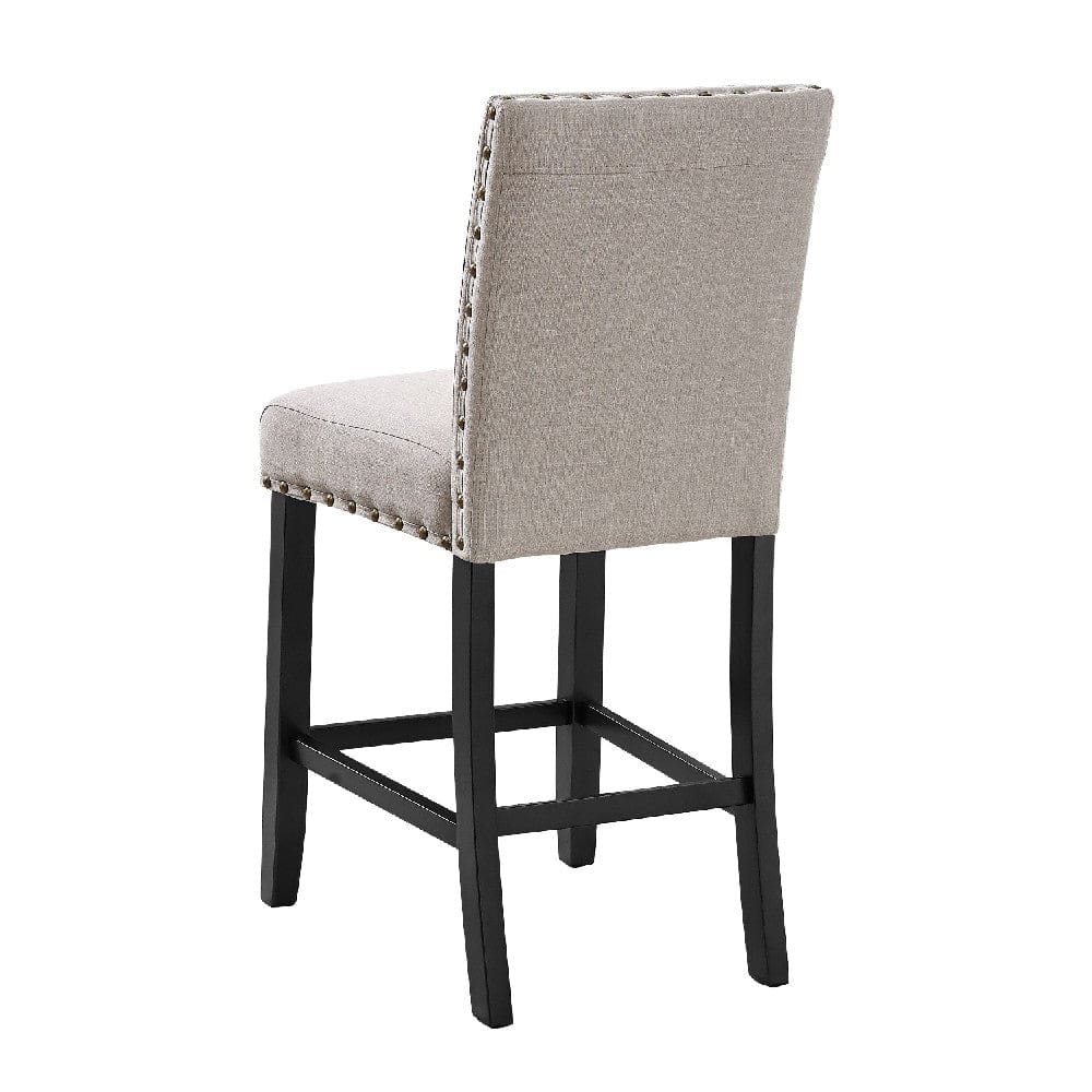 40 Inch Counter Height Chair with Nailhead Trim Set of 2 Beige By Casagear Home BM272078