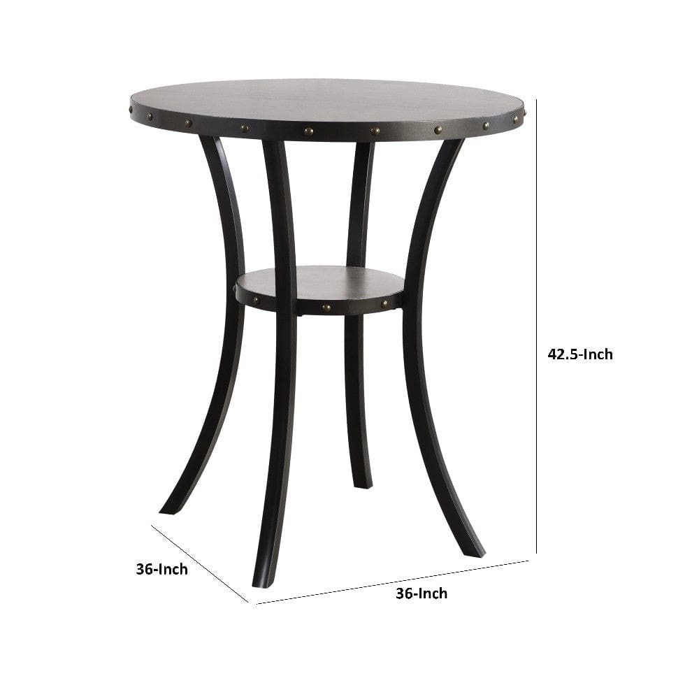 36 Inch Round Wood Bar Table with Flared Legs Gray By Casagear Home BM272080