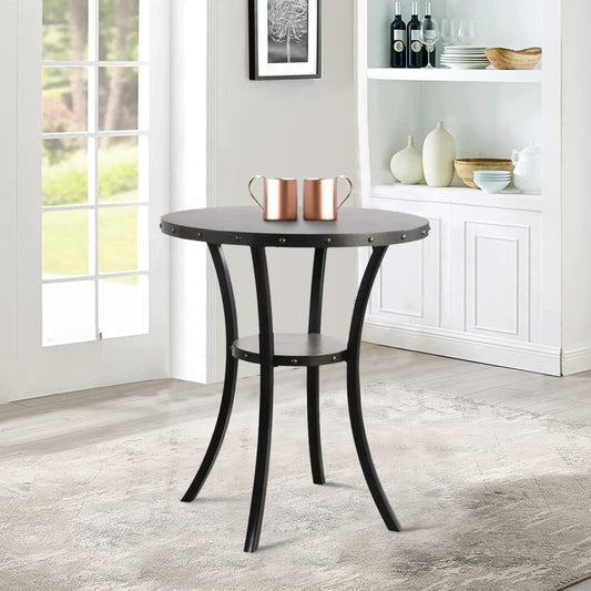 36 Inch Round Wood Bar Table with Flared Legs, Gray By Casagear Home