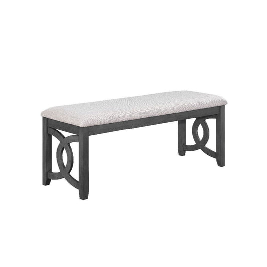 Gary 46 Inch Wood Bench, Fabric Seat, Ebony Brown By Casagear Home