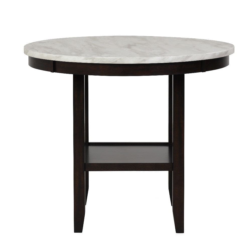 Kate Counter Table | 42" Round Top | Faux Marble | White & Espresso