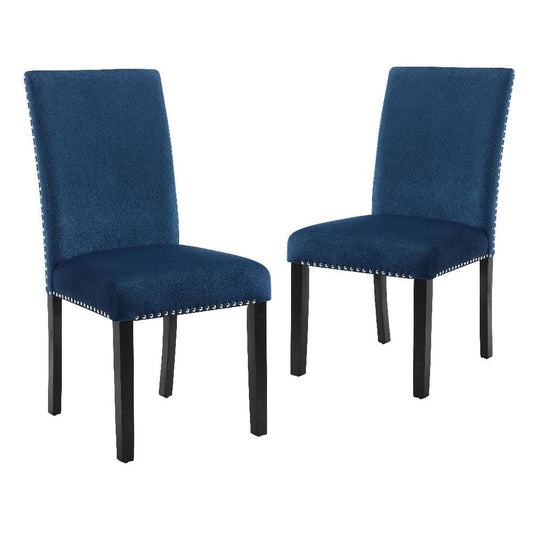 Kate 38 Inch Velvet Upholstered Wood Dining Chair, Set of 2, Blue By Casagear Home