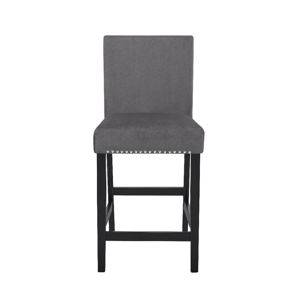 Kate 40 Inch Wooden Counter Height Chair with Velvet Seat Set of 2 Gray By Casagear Home BM272109