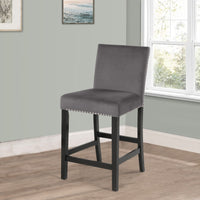 Kate Counter Height Chair | 40" | Velvet Seat | Set of 2 | Gray
