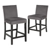 Kate 40 Inch Wooden Counter Height Chair with Velvet Seat, Set of 2, Gray By Casagear Home