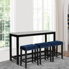 Kate 4 Piece Bar Table Set | 60" | Upholstered Stools | Blue