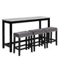 Kate 60 Inch 4 Piece Bar Table Set with Upholstered Stools, Gray By Casagear Home