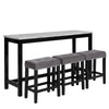 Kate 4 Piece Bar Table Set | 60" | Upholstered Stools | Gray