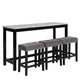 Kate 4 Piece Bar Table Set | 60" | Upholstered Stools | Gray