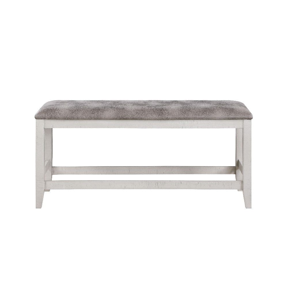 Jay 54 Inch Fabric Upholstered Counter Height Bench White By Casagear Home BM272121
