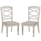 Katherine 38 Inch Side Chair with Fabric Seat, Set of 2, White By Casagear Home