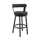 26 Inch Vegan Faux Leather Round Swivel Counter Stool, Black By Casagear Home