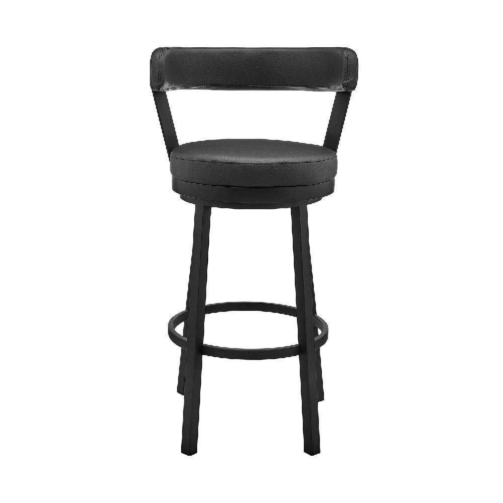 26 Inch Vegan Faux Leather Round Swivel Counter Stool Black By Casagear Home BM272176