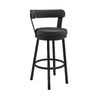 26 Inch Vegan Faux Leather Round Swivel Counter Stool, Black By Casagear Home