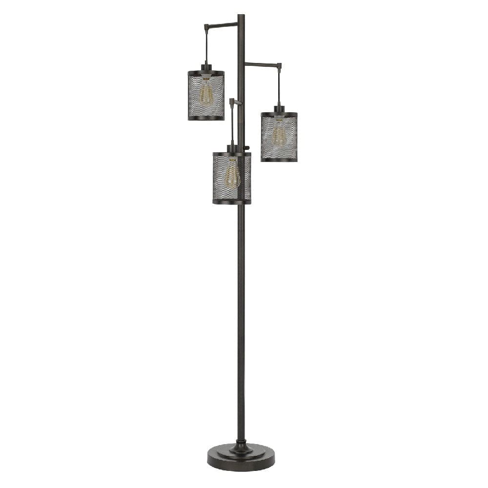 72 Inch Metal Floor Lamp, 3 Hanging Mesh Shades, Bronze Black By Casagear Home