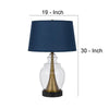 30 Inch Metal Table Lamp Glass Jar Base Blue Clear By Casagear Home BM272203