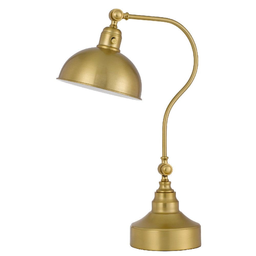 Desk Lamp | 25" | Curved Metal | Dome Shade | Brass