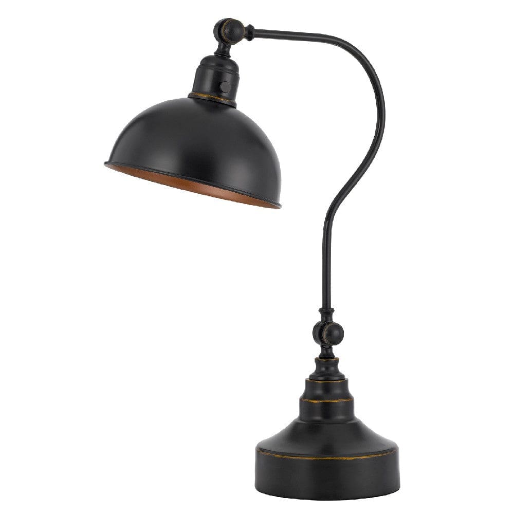 25 Inch Metal Curved Desk Lamp, Adjustable Shade, Bronze Black By Casagear Home