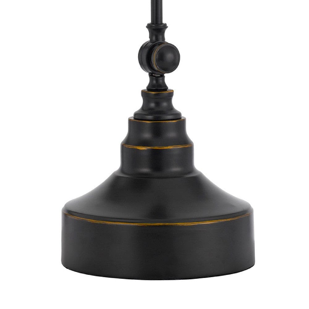 25 Inch Metal Curved Desk Lamp Adjustable Shade Bronze Black By Casagear Home BM272206