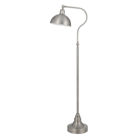 60 Inch Metal Curved Floor Lamp, Adjustable Dome Shade, Silver By Casagear Home