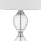 23 Inch Hourglass Ribbed Glass Base Table Lamp Dimmer Clear By Casagear Home BM272213