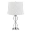 23 Inch Hourglass Ribbed Glass Base Table Lamp, Dimmer, Clear By Casagear Home