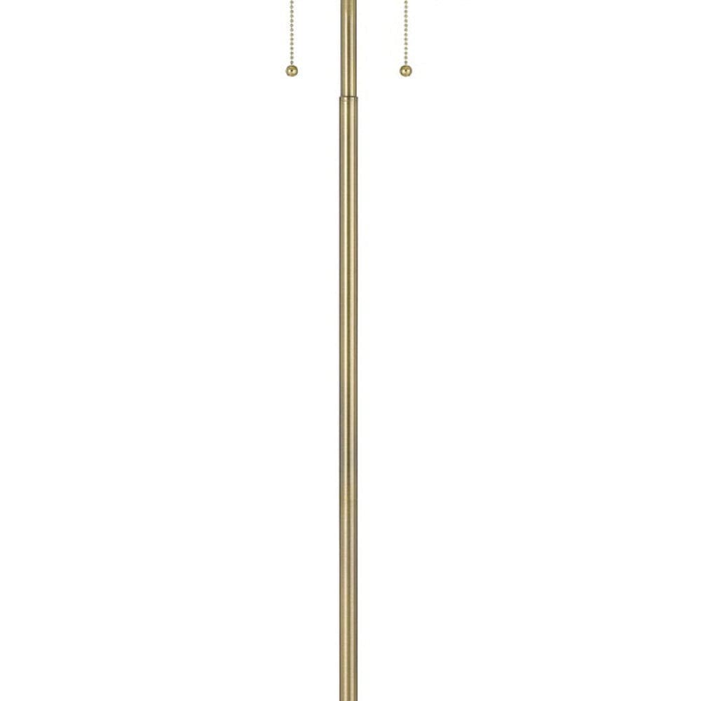 64 Inch Metal Floor Lamp with Pull Chain Switch Brass By Casagear Home BM272214