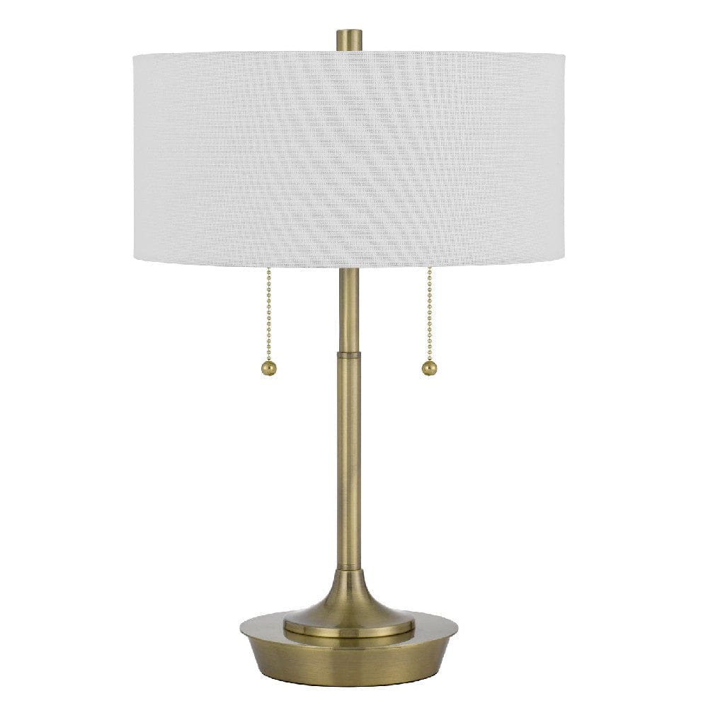 20 Inch Metal Table Lamp with Pull Chain Switch, Brass By Casagear Home
