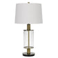 42 Inch Clear Glass Table Lamp with Dimmer and Oak Wood Accent By Casagear Home