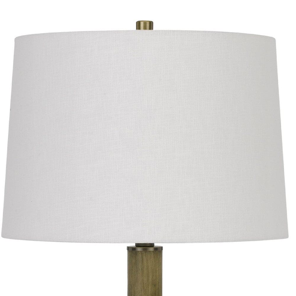 42 Inch Clear Glass Table Lamp with Dimmer and Oak Wood Accent By Casagear Home BM272228