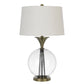 46 Inch Metal And Glass Globe Table Lamp, Dimmer, Brass Finish By Casagear Home